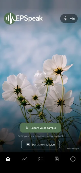 EPSpeak app screen showing symptom and medication change tracking